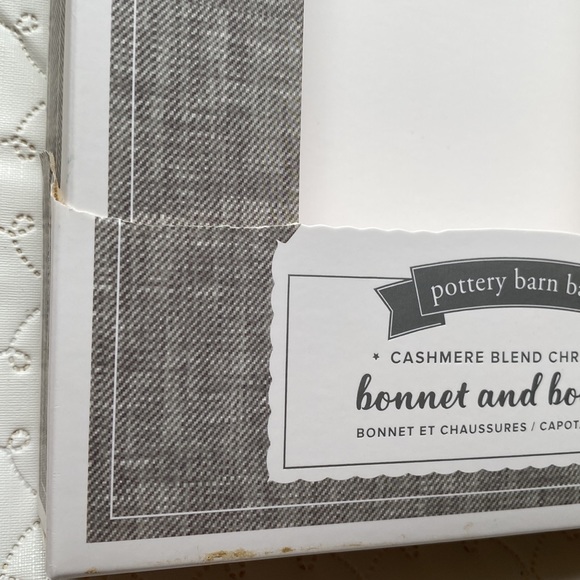 New Pottery Barn Kids cashmere blend baby bonet and socks set 3-6 months. - Picture 6 of 7